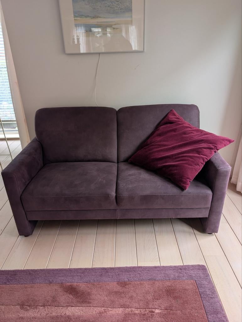 Paarse bankstel set: bank, stoel en poef, Huis en Inrichting, Banken | Bankstellen, Gebruikt, 150 tot 200 cm, Driepersoons, 75 tot 100 cm