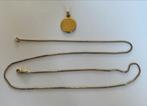Gouden schakelketting met hanger 14 karaat, Sieraden, Tassen en Uiterlijk, Kettingen, Ophalen of Verzenden, Gebruikt, Goud, Met hanger