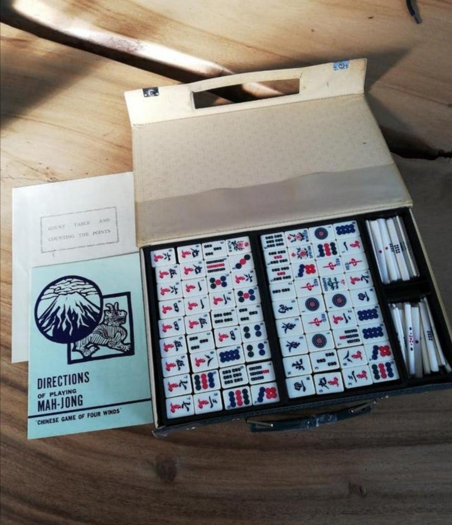 Mah Jongg, legspel met echt bamboe, Een of twee spelers, Ophalen of Verzenden, Zo goed als nieuw