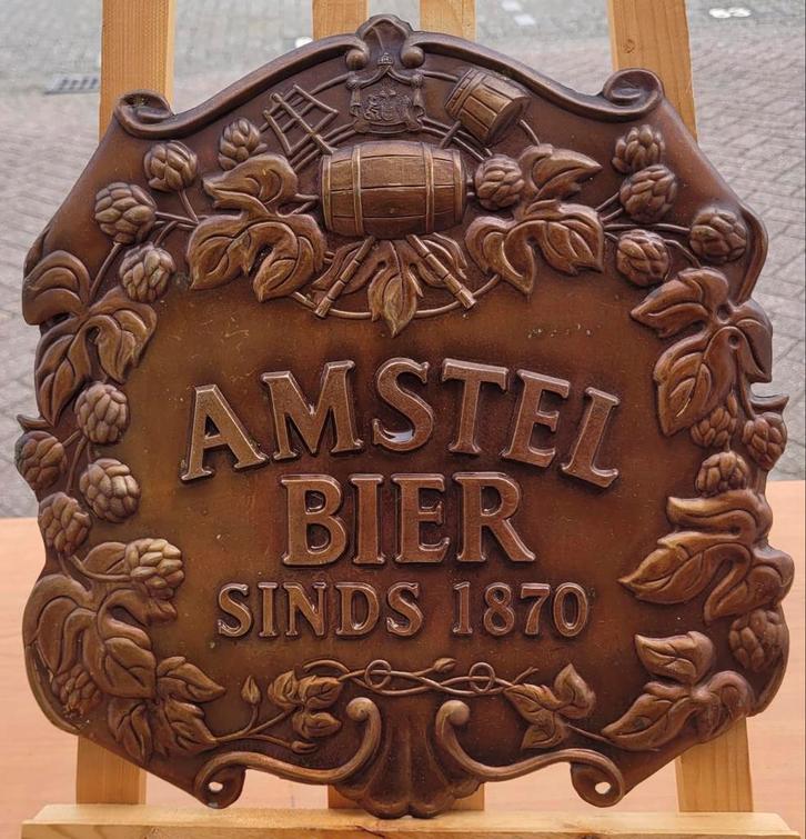 Vintage Amstel Bier Reclamebord - Sinds 1870, Verzamelen, Merken en Reclamevoorwerpen, Gebruikt, Reclamebord, Ophalen of Verzenden