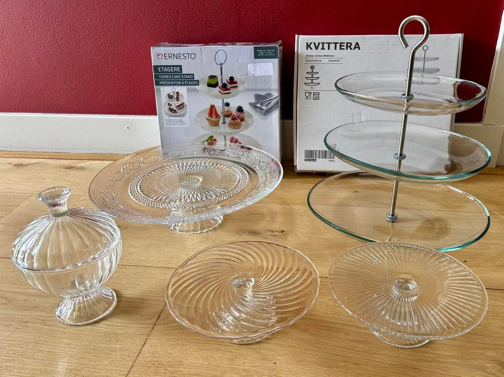 Etageres en glazen schalen, Ophalen of Verzenden, Zo goed als nieuw