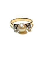 14k gouden ring met een parel en diamanten, Met edelsteen, -, -, Ophalen of Verzenden