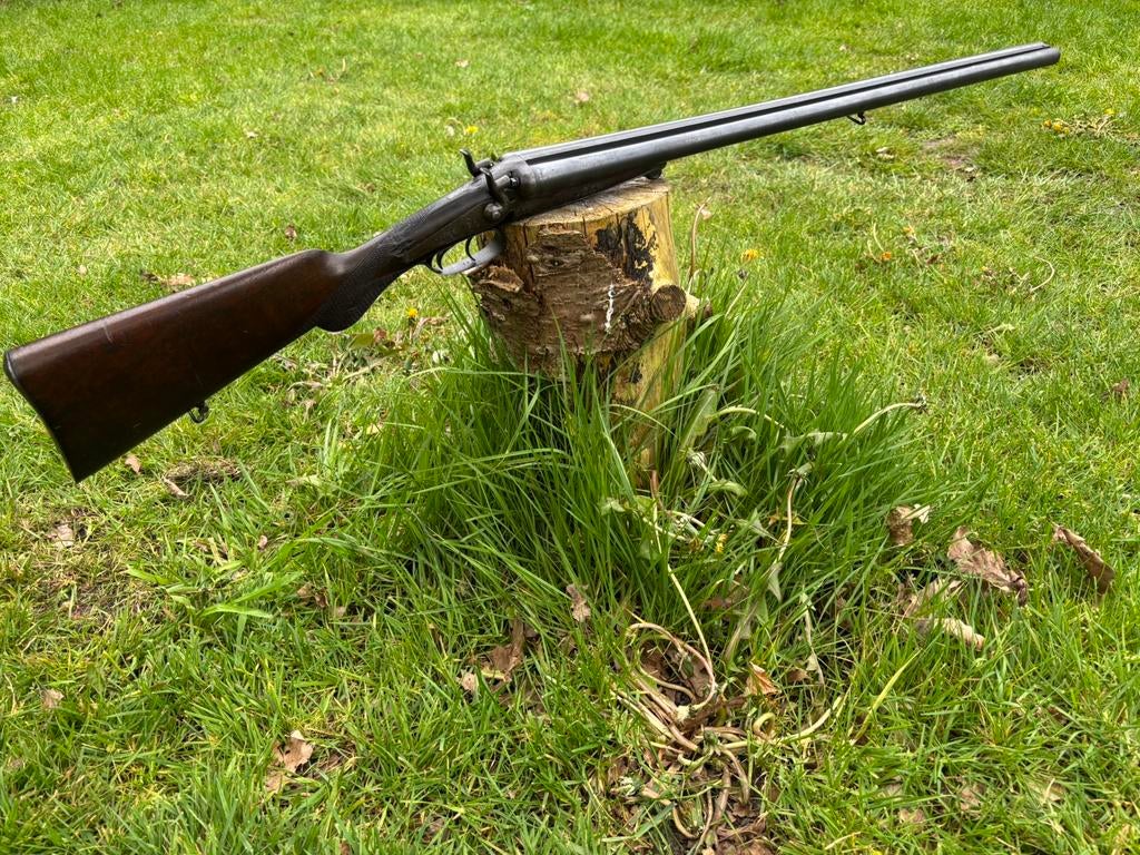 Antiek husqvarna kaliber 12 dubbelloops jachtgeweer geweer, Ophalen of Verzenden
