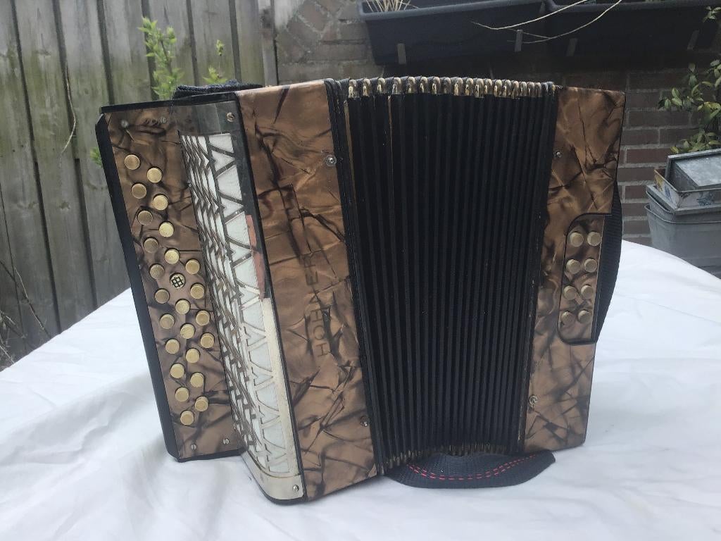 Hohner Liliput trekzakje voor op reis in AD 2-korig, Muziek en Instrumenten, Gebruikt, Met riemen, Overige formaten, Ophalen of Verzenden