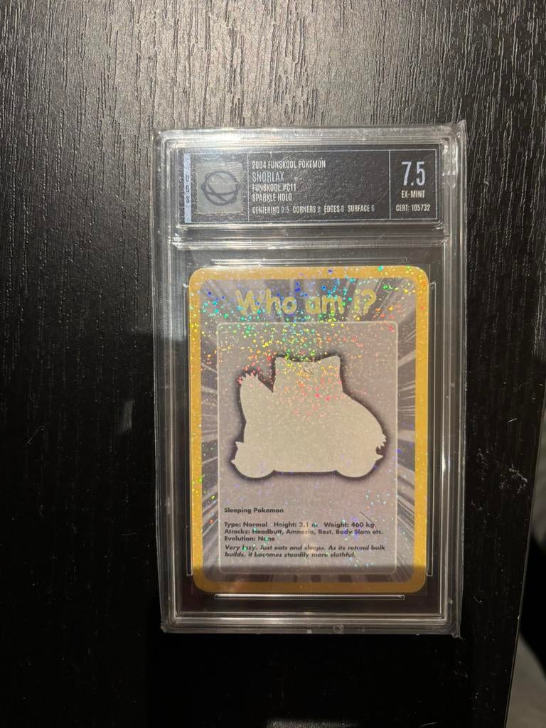 Funskool Snorlax Who am I? Holo (2004)  Graded 7.5  Zeldzaam, Ophalen of Verzenden, Zo goed als nieuw