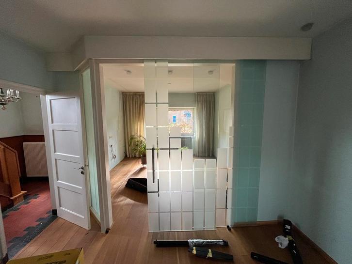 2 Glazen Schuifdeuren - 102x264 cm, 12mm dik, Doe-het-zelf en Verbouw, Glas en Ramen, Gebruikt, Overige typen, 160 cm of meer