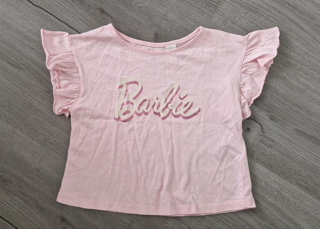 H&M Barbie topje, Kinderen en Baby's, Kinderkleding | Maat 110, H&M, Zo goed als nieuw, Shirt of Longsleeve, Verzenden