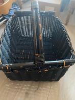 Grote Antieke Plukmand - Zwart Rotan, Ophalen of Verzenden
