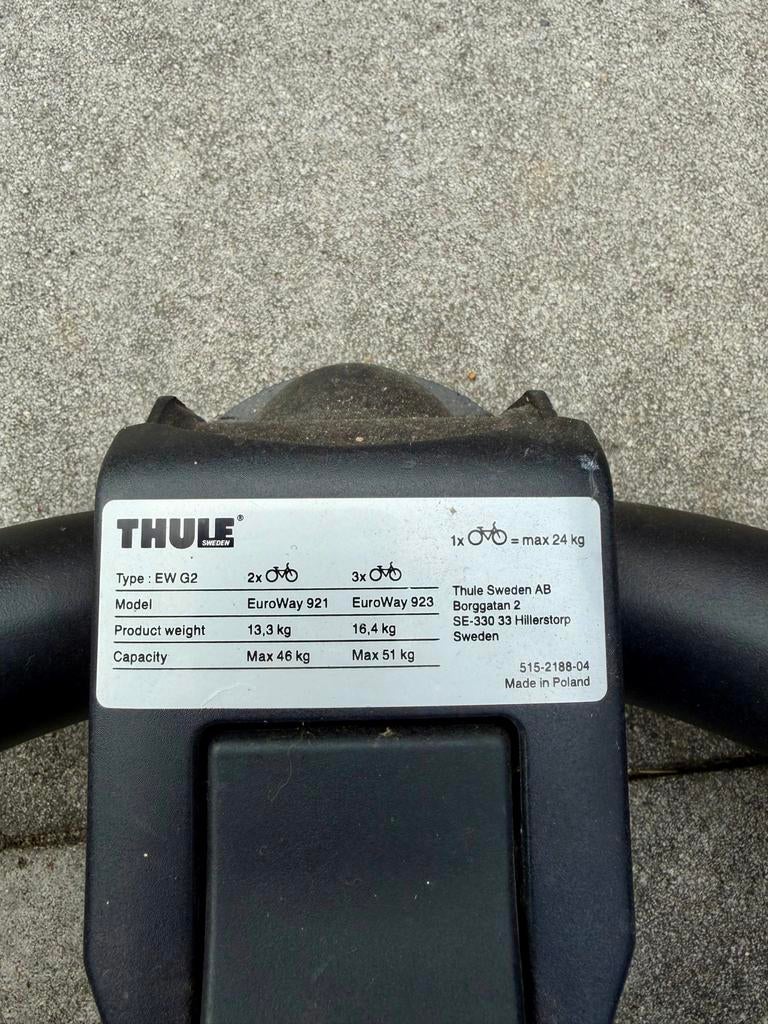 Thule EuroWay 921 Fietsendrager met snelkoppeling, Auto diversen, Fietsendragers, Gebruikt, Trekhaakdrager, 2 fietsen, Ophalen