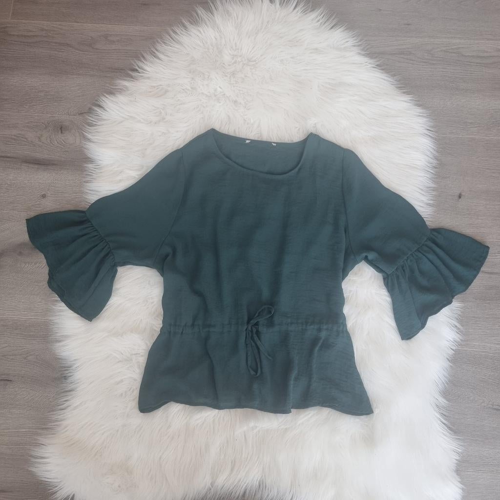 ONLY Donkergroene Top met Flared Mouwen (Maat M), Kleding | Dames, Blouses en Tunieken, Maat 38/40 (M), Only, Ophalen of Verzenden