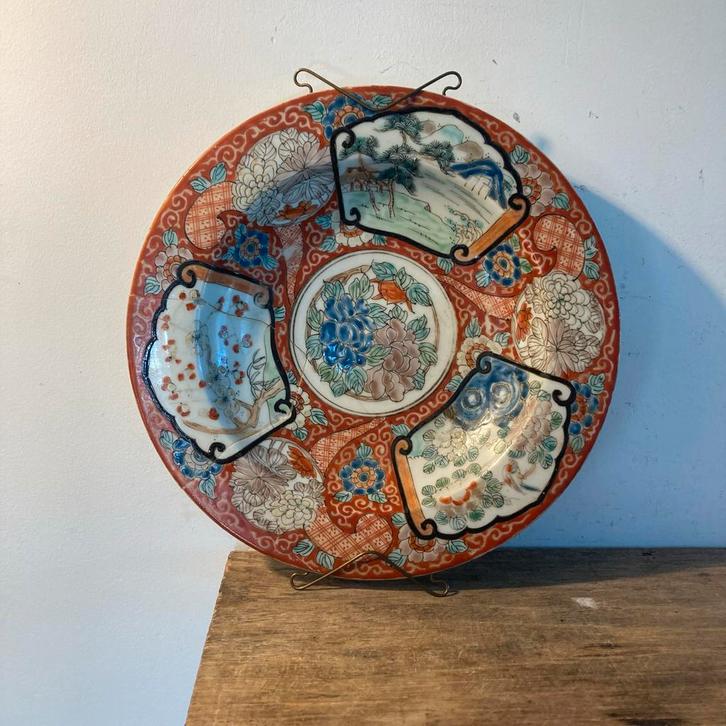 Antiek Japans decoratief bord, 25 cm, gelijmd, Antiek en Kunst, Curiosa en Brocante, Ophalen of Verzenden