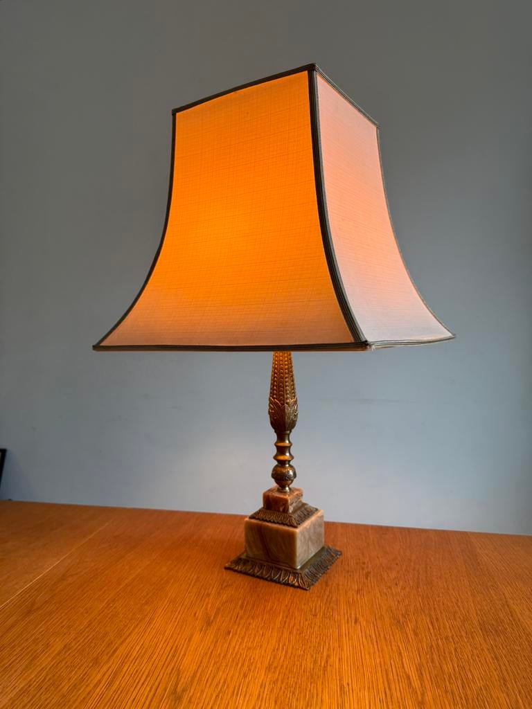 Art Deco stijl lamp met marmeren voet - midcentury design, 50 tot 75 cm, Vintage midcentury Art Deco Hollywood Regency sixties seventies