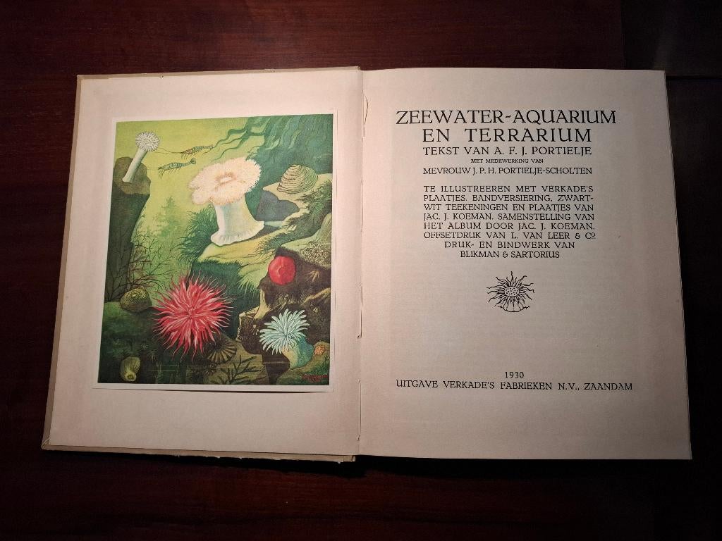 Plaatjesalbum Verkade - Zeewateraquarium en terrarium (1930), Ophalen of Verzenden, Gelezen, A.F.J. Portielje, Plaatjesalbum