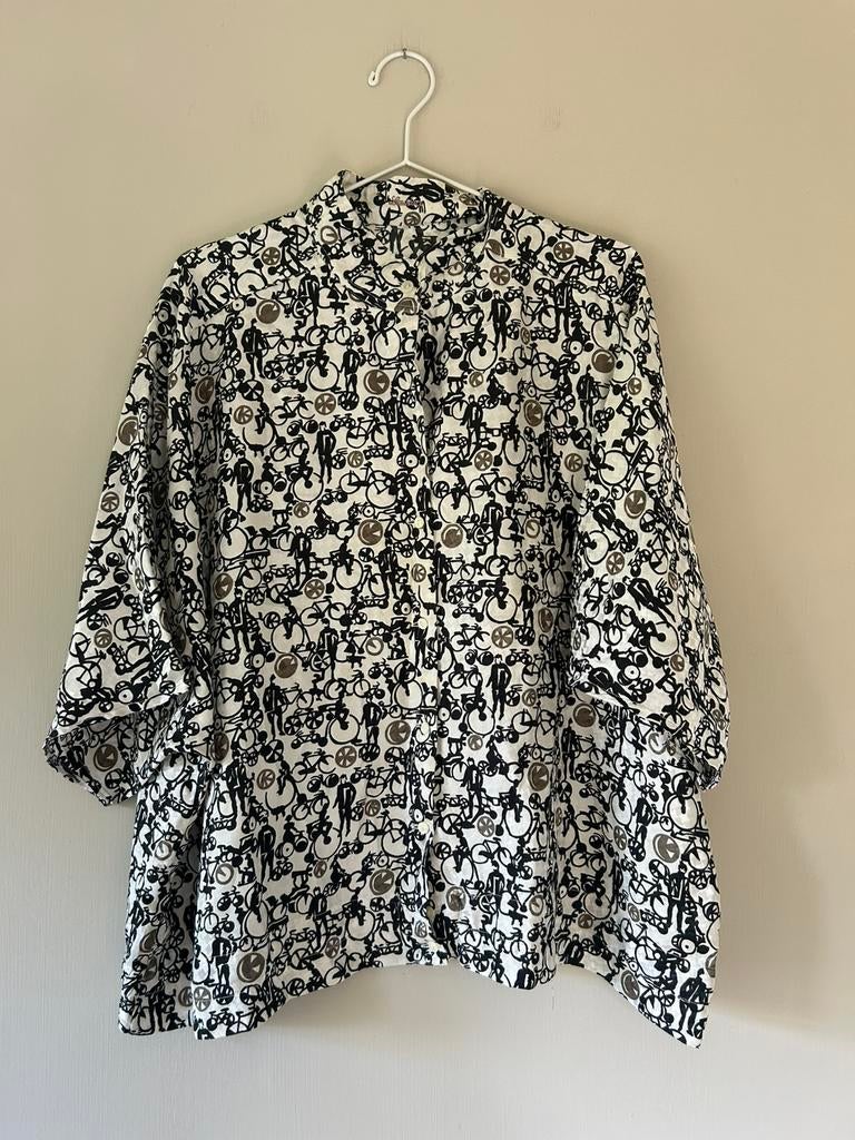 Fiets print blouse zwart wit maat XXL (koningsdag kingsday), Ophalen of Verzenden, Zo goed als nieuw, Maat 46/48 (XL) of groter