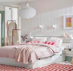 Nordli Ikea Bedframe met Bed, Ophalen, Nordic Bedframe, Wit, Tweepersoons