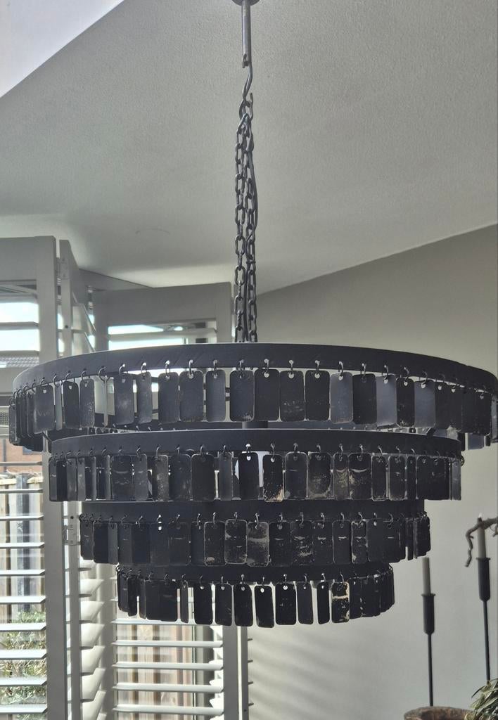 Grote schijfjes hanglamp / kroonluchter Selena, Huis en Inrichting, Lampen | Kroonluchters, Ophalen of Verzenden, Zo goed als nieuw