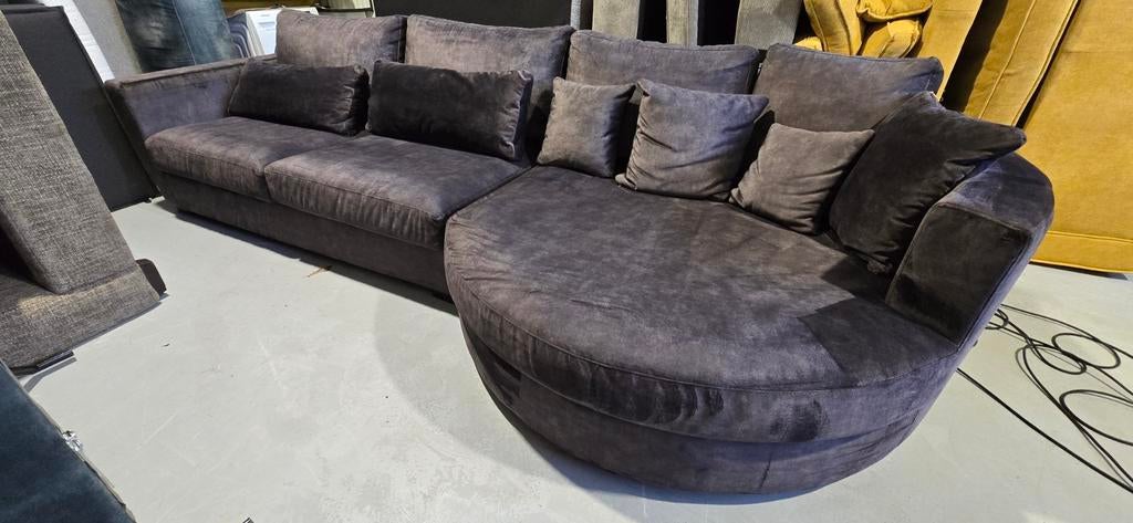 Grote Antraciet Velvet rond eiland / hoek, Modern, Comfortabel, Onbekend, Ophalen of Verzenden, Zo goed als nieuw