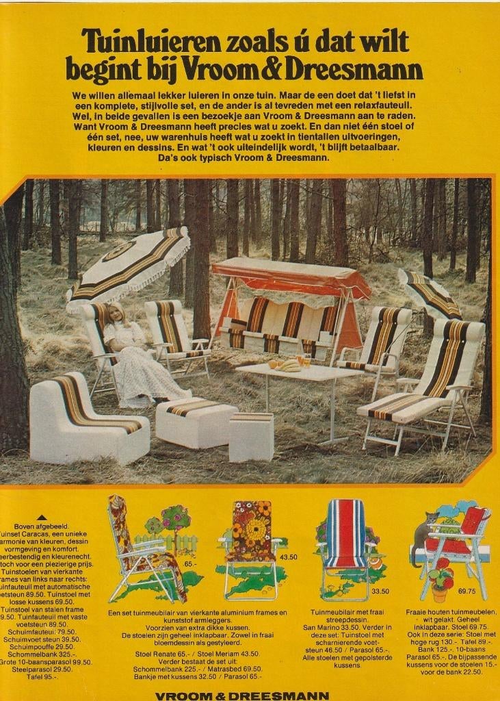retro reclame 1974 V&D Vroom Dreesman tuinluieren, Verzenden, Overige typen