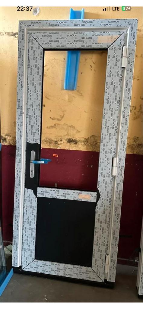 Schuco Deurkozijn RAL 7021 - 223x95 cm( achterdeur), Doe-het-zelf en Verbouw, Deuren en Horren, Nieuw, Buitendeur, 215 cm of meer