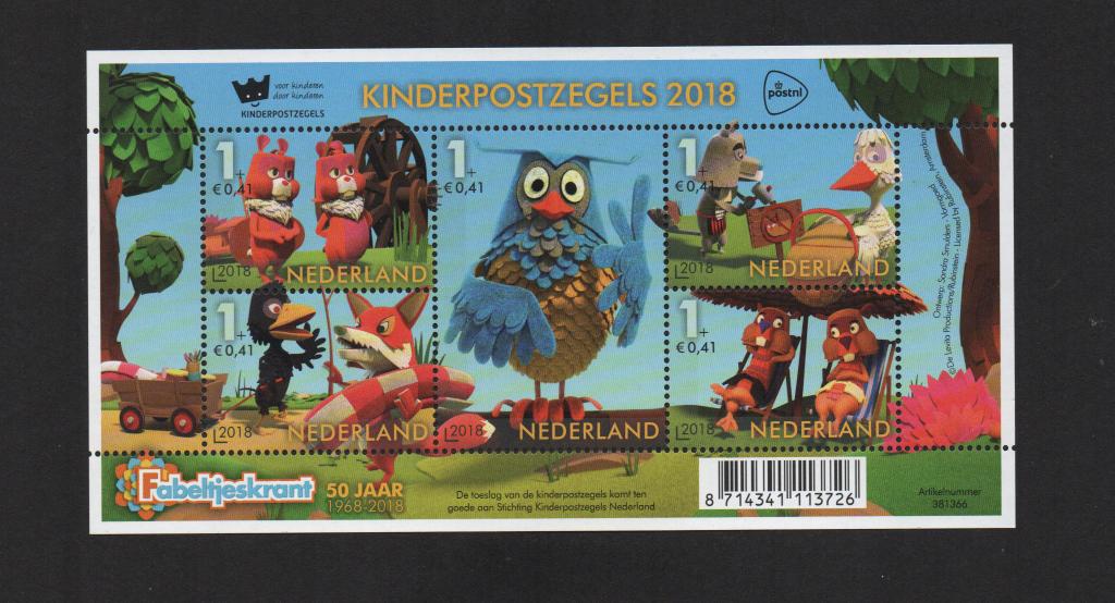 NVPH 3694 Postfris Kinderpostzegels 2018 Fabeltjeskrant, Postzegels en Munten, Postzegels | Nederland, Ophalen of Verzenden, Na 1940