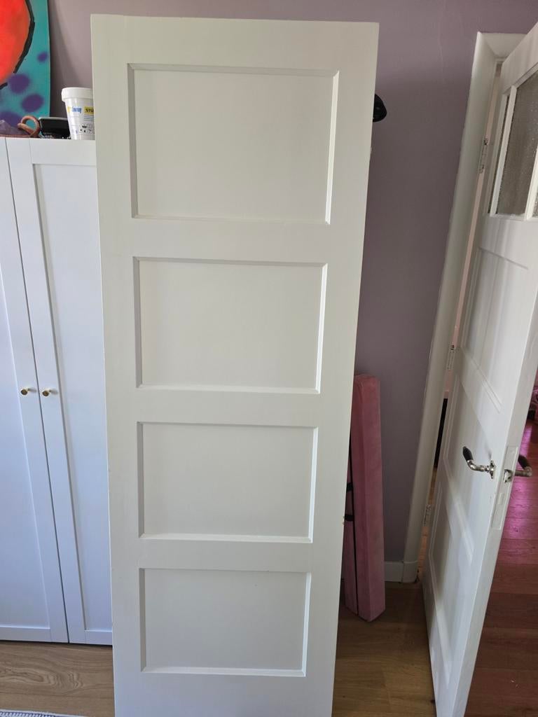 Jaren 30 paneeldeur. Kastdeur met 4 panelen, Ophalen, Gebruikt, Binnendeur, 200 tot 215 cm