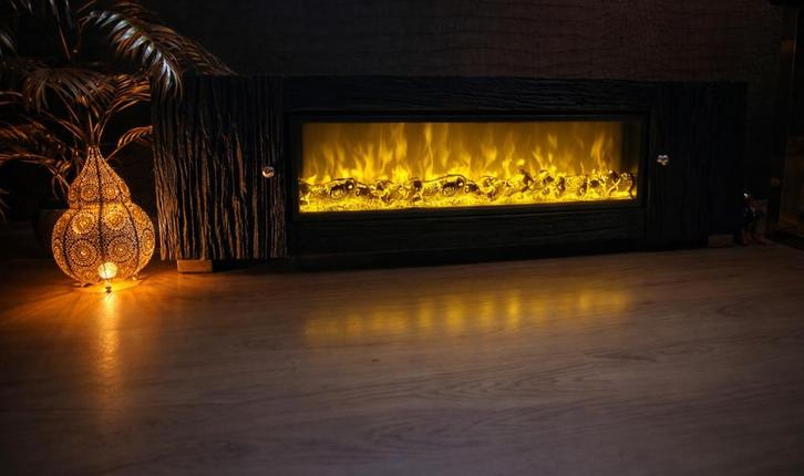 tv meubel met sfeerhaard + Richmond interiors salontafel, Huis en Inrichting, Kasten | Televisiemeubels, Zo goed als nieuw, Minder dan 100 cm