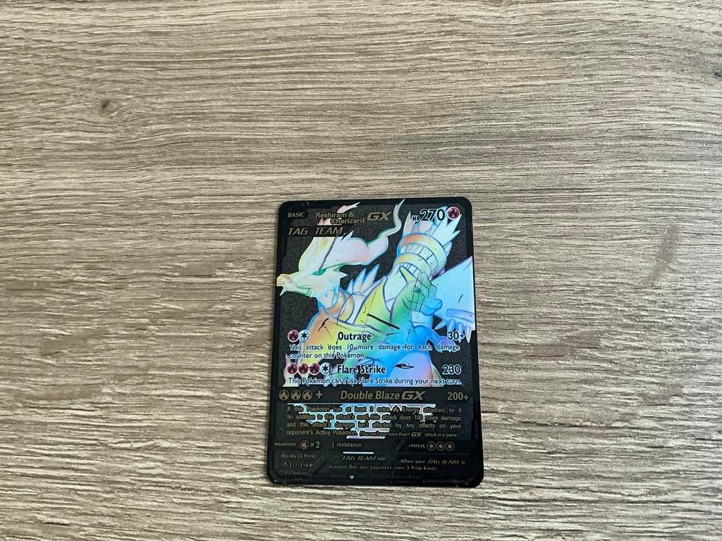 Pokemonkaart Reshiram & Charizard GX TAG TEAM Rainbow Rare, Ophalen, Gebruikt, Losse kaart, Foil