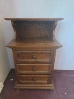 Antiek Houten Nachtkastje met 3 Laden en Open Vak, Antiek en Kunst, Ophalen