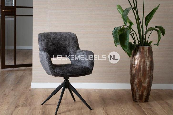 Eetkamerstoel Darwin, 4 kleuren Movie stof, Huis en Inrichting, Stoelen, Nieuw, Vijf, Zes of meer stoelen, Metaal, Stof, Grijs