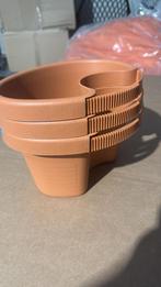 NIEUW - set van 3 bloem bakken ploem potten terras regenpijp, Kunststof, Rond, Ophalen of Verzenden, Zo goed als nieuw