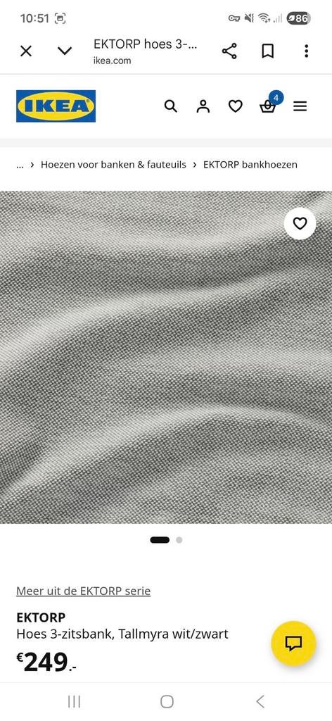 Nieuwe IKEA Ektorp 3-zitsbank hoes, Huis en Inrichting, Ophalen of Verzenden