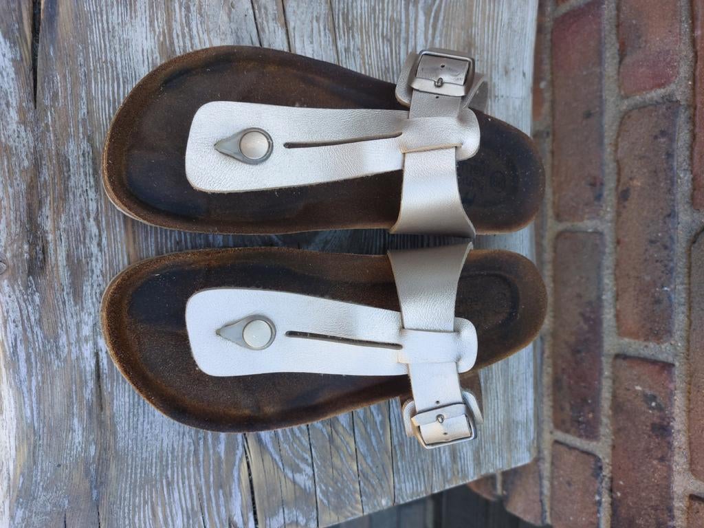 Bronskleurige teenslippers (ANWB) mt. 38, Kleding | Dames, Schoenen, Ophalen of Verzenden, Zo goed als nieuw