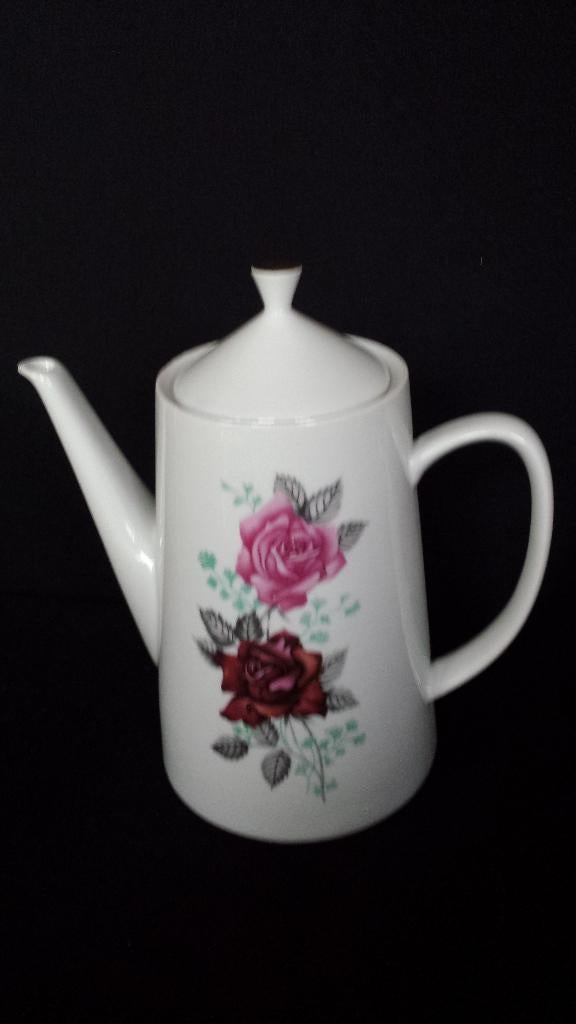 Kleine KOFFIEKAN ~ Wit Porselein met ROZEN ~ Merk EPIAG, Ophalen of Verzenden, Huis en Inrichting