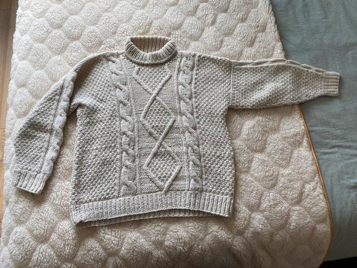 Wollen trui Aran motief gebroken wit XXL, Kleding | Heren, Truien en Vesten, Overige maten, Wit, Ophalen of Verzenden