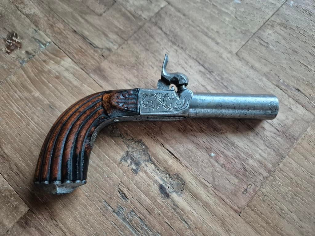 Frans Boxlock Percussie Pistool, caliber 10 mm, Ophalen of Verzenden, Overige soorten, Overige gebieden, Hulzen of Bodemvondsten