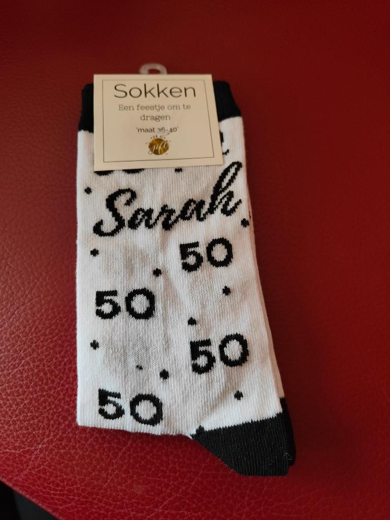 Sokken 50 jaar Sarah maat 36-40 nieuw, Wit, Nieuw, Overige maten, Ophalen