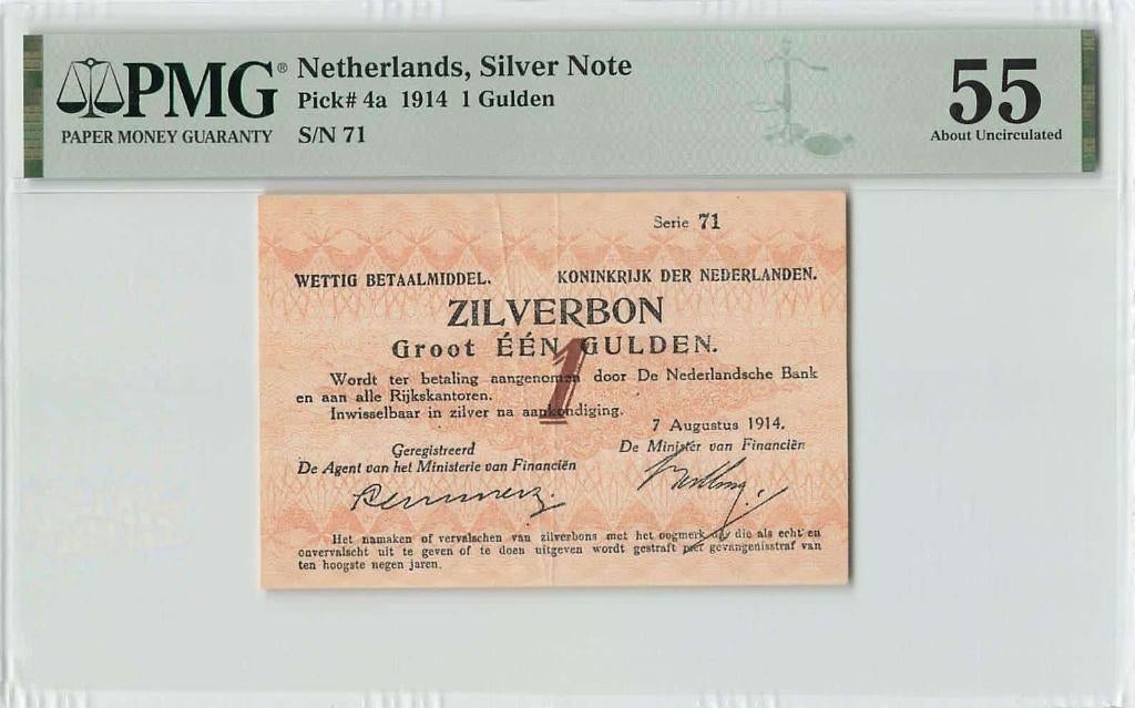 Nederland 1 Gulden 1914 Zilverbon PMG55
