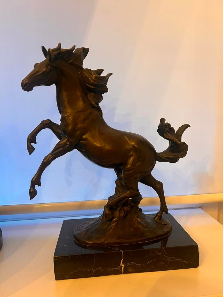 Bronsbeeld paard gesigneerd, Ophalen of Verzenden, Brons, Zoogdier, 20 - 50 cm