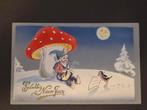 Antieke Nieuwjaarskaart met kabouter en paddenstoel, Verzenden, Voor 1920, Gelopen, Overijssel