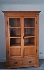 Eikenhouten Vitrine kast, Ophalen, Eikenhout, Zo goed als nieuw, 150 tot 200 cm
