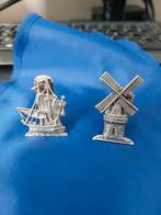 2 Zilveren miniatuur houders Molen en Driemaster, Ophalen of Verzenden, Zilver