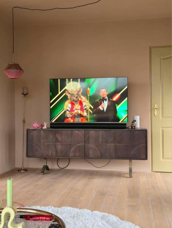 WOOOD mangohout tvmeubel 180 cm, Huis en Inrichting, Kasten | Televisiemeubels, Zo goed als nieuw, 150 tot 200 cm, 150 tot 200 cm