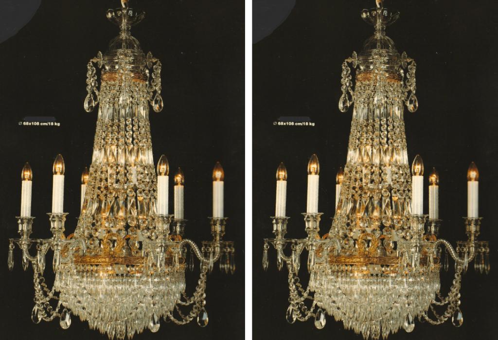 Set van 2 identieke Boheems kristallen kroonluchters., Ophalen, Zo goed als nieuw, Klassiek