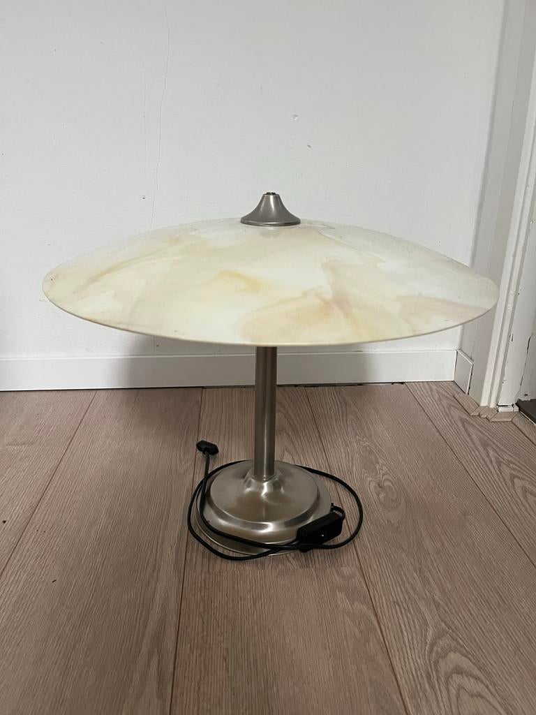 Mooie tafellamp met glazen kap, Ophalen, Zo goed als nieuw, Glas, Minder dan 50 cm