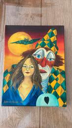 Schilderij olieverf John van den Heuvel 1980 pierrot, Ophalen, Zo goed als nieuw