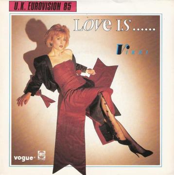 Eurovisie Single (1985) Vikki - Love is ..... beschikbaar voor biedingen