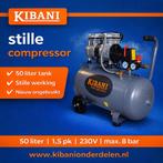 Kibani stille compressor 50 liter 1.5 pk / nieuw ongebruikt, -, -, 6 tot 10 bar, Nieuw