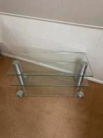 Glazen TV meubel met metalen poten, Ophalen, Minder dan 50 cm, Minder dan 25 cm, Minder dan 100 cm