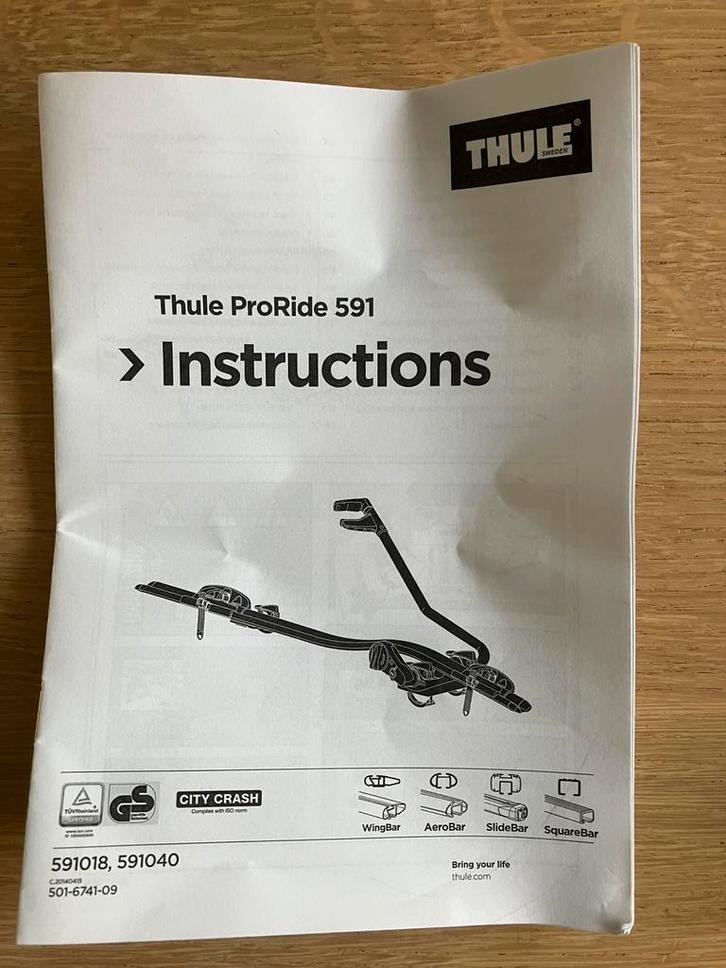 Thule Proride 591, Auto diversen, Fietsendragers, Zo goed als nieuw, Dakdrager, Ophalen
