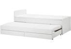 Uitschuifbaar bed Wit- Inclusif schuif bed en matrats-deken, Ophalen, Verstelbaar, 90 cm, Eenpersoons